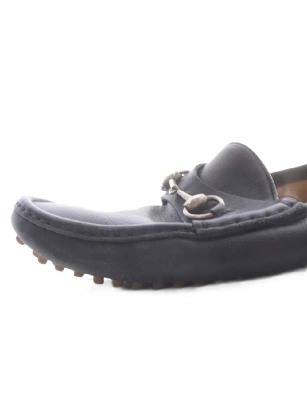 Gucci Loafers Driving Shoes Horsebit Leather Navy SR 8